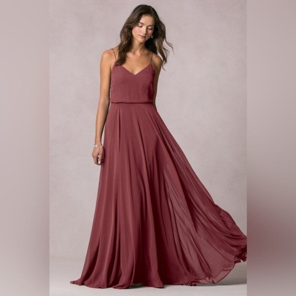 Jenny Yoo Bridesmaid Dress Inesse Maxi Spaghetti Strap A Line Cinnamon Rose 6
